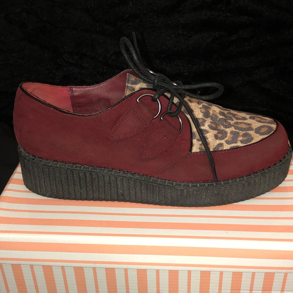 Burgundy platforms with cheetah print